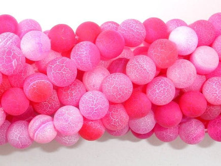 Frosted Matte Agate Beads-Pink, 8mm Round Beads-RainbowBeads