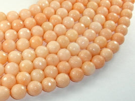 Jade Beads, Peach, 10mm, Faceted Round-RainbowBeads