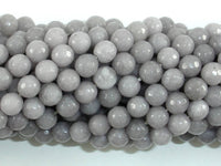 Jade Beads, Light Gray, 6mm Faceted Round-RainbowBeads