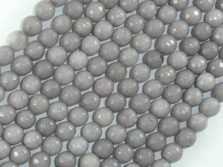 Jade Beads, Light Gray, 6mm Faceted Round-RainbowBeads