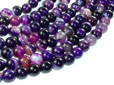 Banded Agate Beads, Purple, 10mm(10.3mm) Round-RainbowBeads