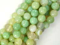 Banded Agate Beads, Light Green, 10mm(10.4mm)-RainbowBeads