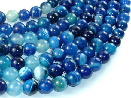 Banded Agate Beads, Blue, 10mm(10.5mm) Round-RainbowBeads