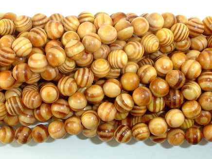 Indonesia Agathis Alba King Wood Beads, 8mm Round-RainbowBeads