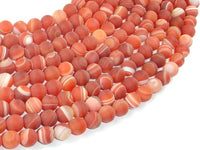 Matte Banded Agate Beads, Red & Orange, 8mm Round Beads-RainbowBeads