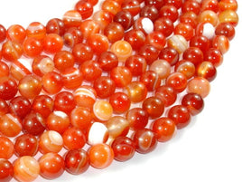 Banded Agate Beads, Red & Orange, 10mm-RainbowBeads