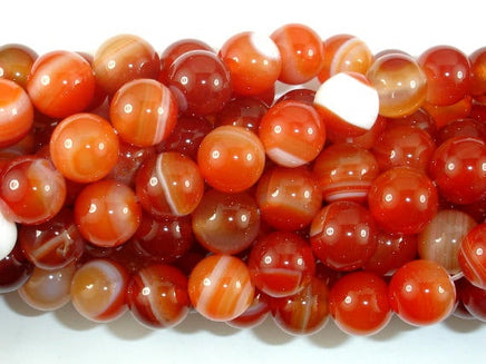 Banded Agate Beads, Red & Orange, 10mm-RainbowBeads