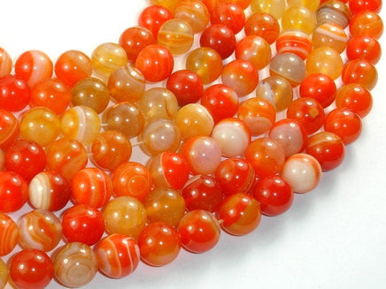 Banded Agate Beads, Orange, 10mm(10.5mm) Round-RainbowBeads