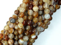 Banded Agate Beads, Brown, 6mm(6.3mm) Round-RainbowBeads