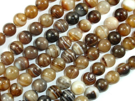 Banded Agate Beads, Brown, 8mm(8.4mm) Round-RainbowBeads