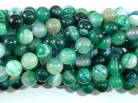 Banded Agate Beads, Green, 8mm(8.3mm)-RainbowBeads