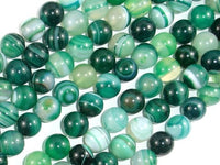 Banded Agate Beads, Green, 8mm(8.3mm)-RainbowBeads