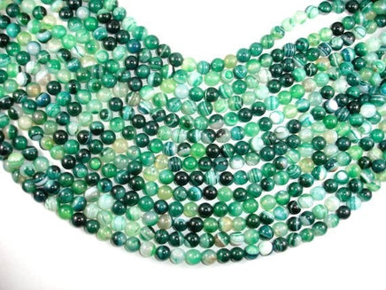 Banded Agate Beads, Green, 8mm(8.3mm)-RainbowBeads