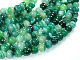 Banded Agate Beads, Green, 10mm(10.5mm)-RainbowBeads