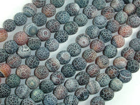 Matte Dragon Vein Agate, 8mm Round Beads-RainbowBeads