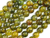 Dragon Vein Agate Beads, 10mm, Round Beads-RainbowBeads