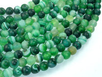 Matte Banded Agate Beads, Green, 8mm Round Beads-RainbowBeads