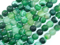 Matte Banded Agate Beads, Green, 8mm Round Beads-RainbowBeads