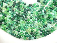 Matte Banded Agate Beads, Green, 8mm Round Beads-RainbowBeads