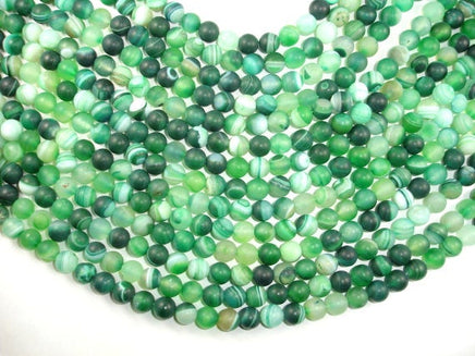 Matte Banded Agate Beads, Green, 8mm Round Beads-RainbowBeads