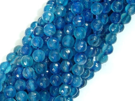 Blue Agate Beads, 6mm Faceted Round Beads-RainbowBeads