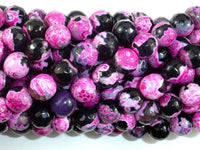 Agate Beads, Pink & Black, 8mm Faceted-RainbowBeads