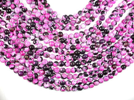 Agate Beads, Pink & Black, 8mm Faceted-RainbowBeads