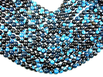 Agate Beads, Blue & Black, 10mm Faceted Round-RainbowBeads