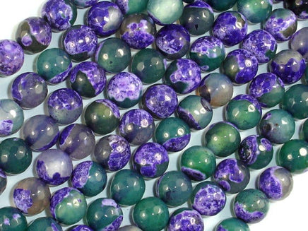 Agate Beads, Purple & Green, 8mm Faceted-RainbowBeads