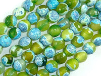 Agate Beads, Blue & Green, 8mm(8.4mm) Faceted-RainbowBeads