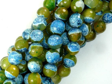 Agate Beads, Blue & Green, 10mm Faceted Round-RainbowBeads