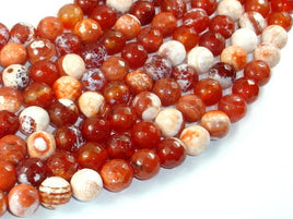 Fire Agate Beads, Orange & White, 10mm Faceted Round-RainbowBeads