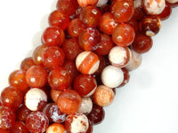 Fire Agate Beads, Orange & White, 10mm Faceted Round-RainbowBeads