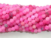 Frosted Matte Agate - Pink, 4mm Round Beads-RainbowBeads