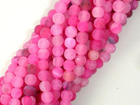 Frosted Matte Agate - Pink, 4mm Round Beads-RainbowBeads
