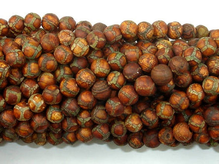 Crackle Tibetan Agate, 6mm Round Beads-RainbowBeads