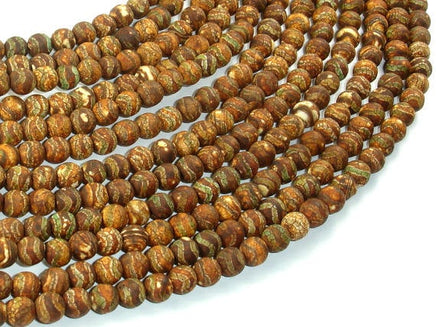 Crackle Tibetan Agate, 6mm Round Beads-RainbowBeads