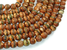 Crackle Tibetan Agate, 10mm Round Beads-RainbowBeads