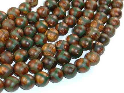 Tibetan Agate, 10mm Round Beads-RainbowBeads