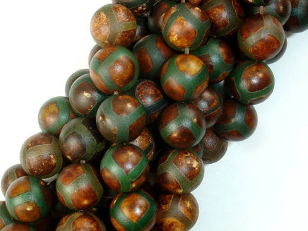 Tibetan Agate, 10mm Round Beads-RainbowBeads