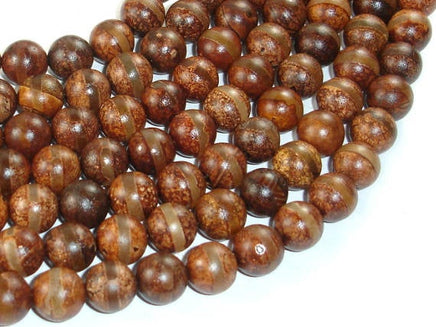 Tibetan Agate, 10mm (10.5mm) Round Beads-RainbowBeads