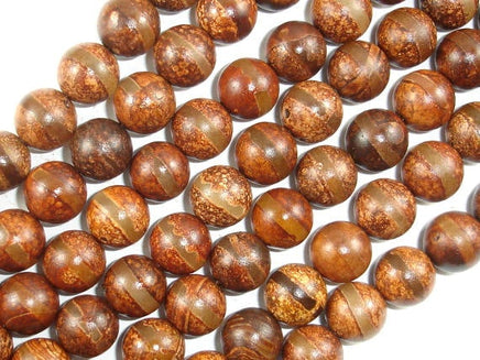 Tibetan Agate, 10mm (10.5mm) Round Beads-RainbowBeads