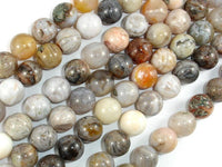 Bamboo Leaf Agate, 10mm (10.3 mm) Round Beads-RainbowBeads