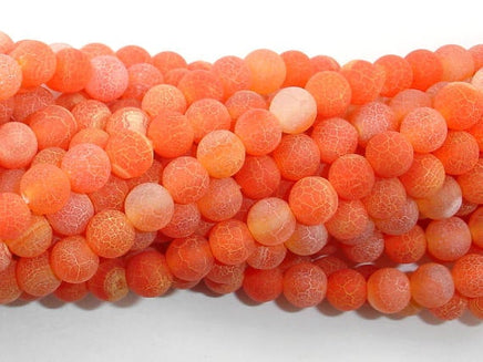 Frosted Matte Agate- Orange, 6 mm Round Beads-RainbowBeads