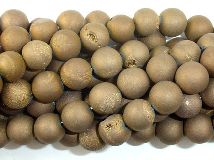 Druzy Agate Beads, Geode Beads, Matte Golden Brown, 10mm-RainbowBeads