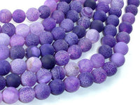 Frosted Matte Agate Beads, Purple, 10mm Round Beads-RainbowBeads