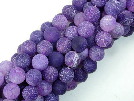 Frosted Matte Agate Beads, Purple, 10mm Round Beads-RainbowBeads