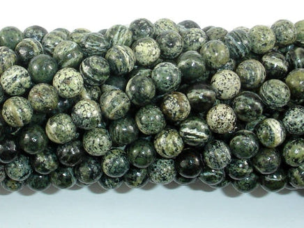 Green Zebra Jasper Beads, 6mm Round Beads-RainbowBeads