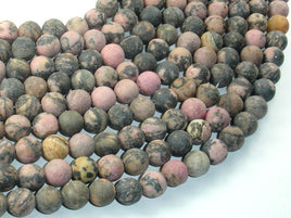 Matte Rhodonite Beads, 8mm, Round Beads-RainbowBeads