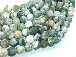 Matte Tree Agate Beads, 10mm Round Beads-RainbowBeads